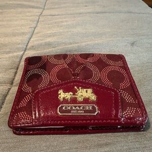 Coach Burgundy Wallet with Circle Pattern
